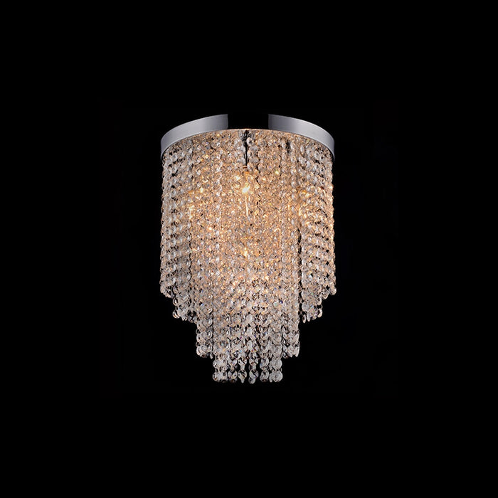 Waterfall Round Chrome And K9 Clear Crystal Ceiling Light 2 Sizes - Lighting.co.za