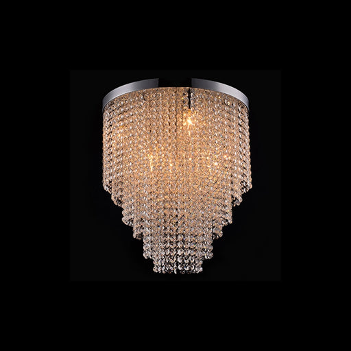 Waterfall Round Chrome And K9 Clear Crystal Ceiling Light 2 Sizes - Lighting.co.za