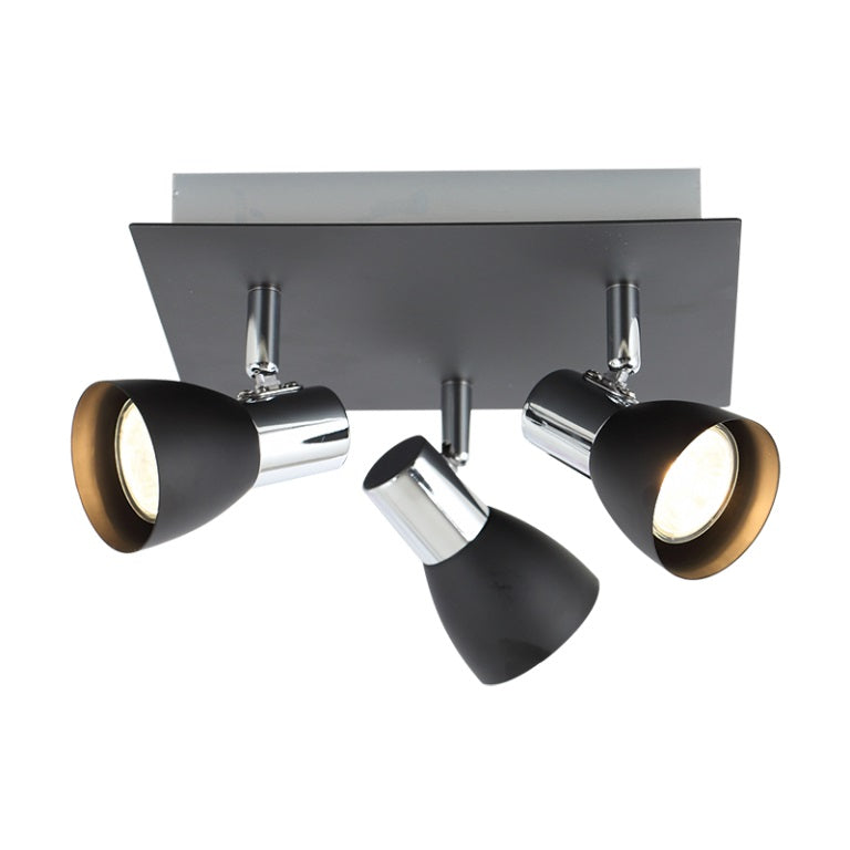 Indo Adjustable GU10 Black and Chrome 3L Spotlight - Lighting.co.za