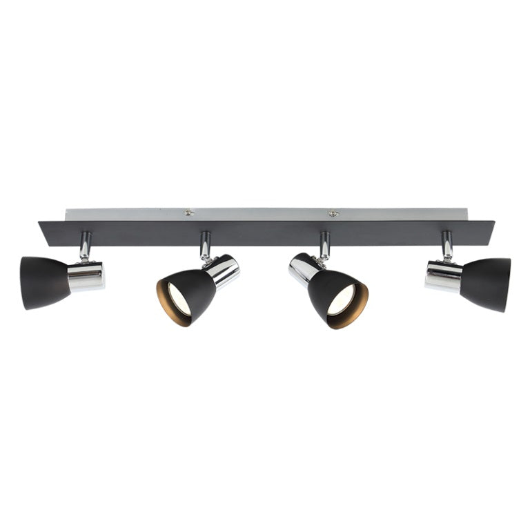 Indo Adjustable GU10 Black and Chrome 4L Spotlight - Lighting.co.za