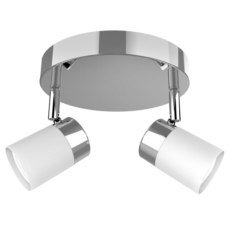 Zero White Silver Adjustable GU10 2 Light Spot Light - Lighting.co.za