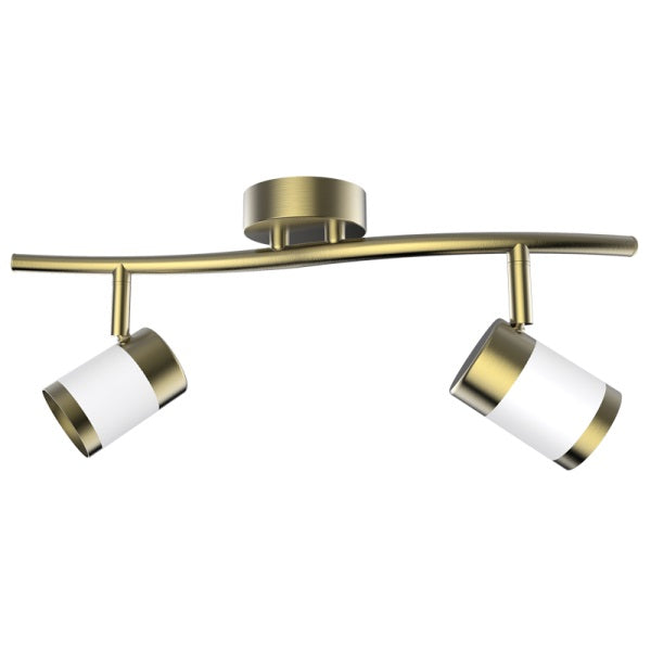 Oriel White Gold Adjustable GU10 2 Light Spot Light - Lighting.co.za
