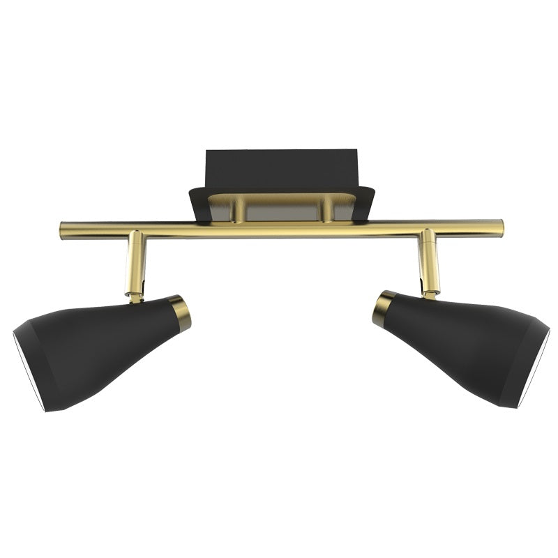 Curtis Black Gold Adjustable GU10 2 Light Spot Light - Lighting.co.za