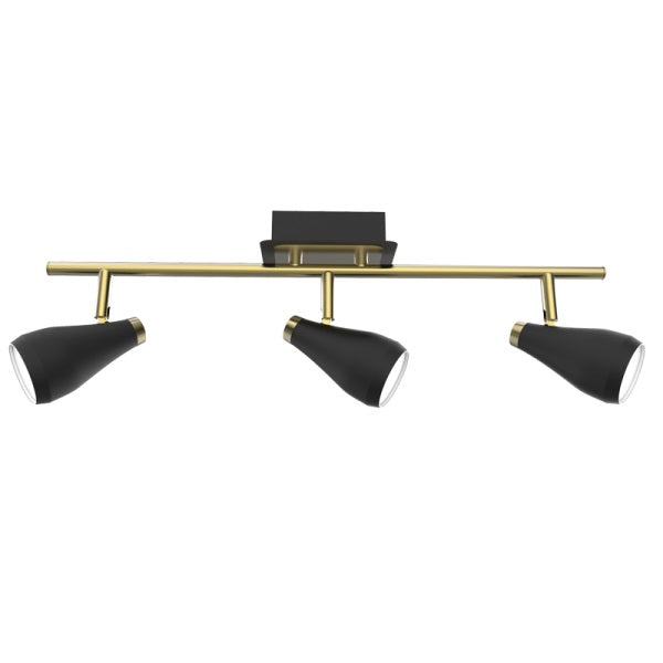 Curtis Black Gold Adjustable GU10 3 Light Spot Light - Lighting.co.za