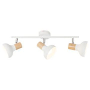 Loft Black | White Metal and Wood Look 3L Spotlight - Lighting.co.za