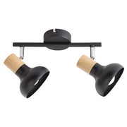 Loft Black Metal and Wood Finish 2L Spotlight - Lighting.co.za
