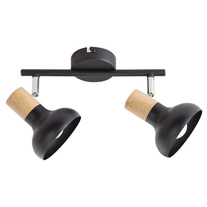Loft Black Metal and Wood Finish 2L Spotlight - Lighting.co.za