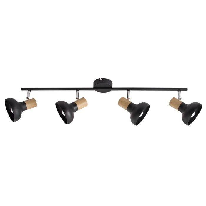 Loft Black Metal and Wood Finish 4L Spotlight - Lighting.co.za