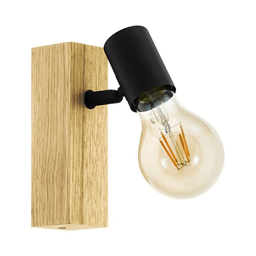 Townshend 1 L Wood and Black | White Spot Light - Fixed Lights - Lighting.co.za