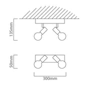 Townshend 2 L Wood and Black | White Spot Light - Lighting.co.za
