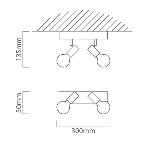 Townshend 2 L Wood and Black | White Spot Light - Lighting.co.za