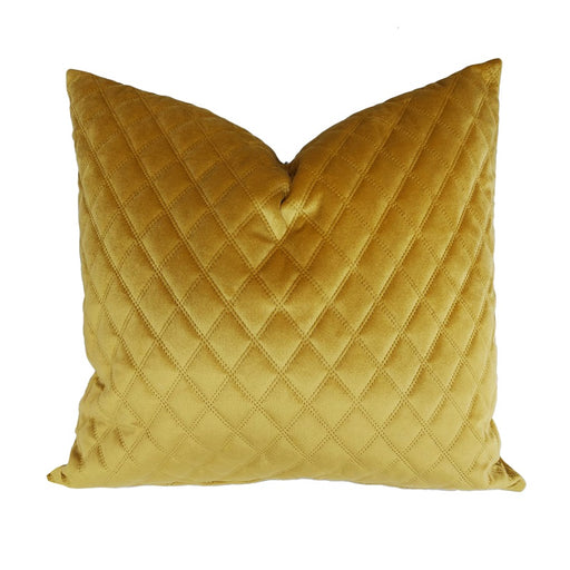Quilted Velvet Acacia Mustard Scatter Cushion - Lighting.co.za