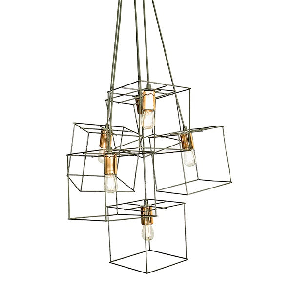 Black And Copper 6 Light Cluster Pendant Light - Lighting.co.za