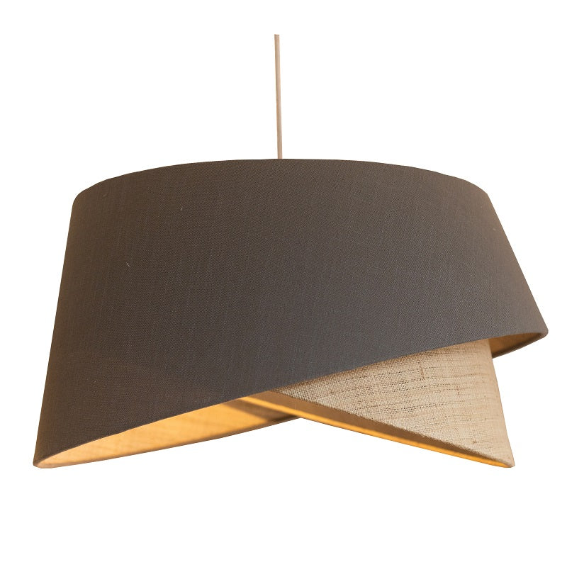 Bora Double Angled Fabric and Raffia Pendant Light 3 Sizes - Lighting.co.za