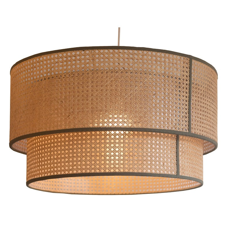 Cape Lux Double Drum Rattan Cane Shade Pendant Light 2 Sizes - Lighting.co.za