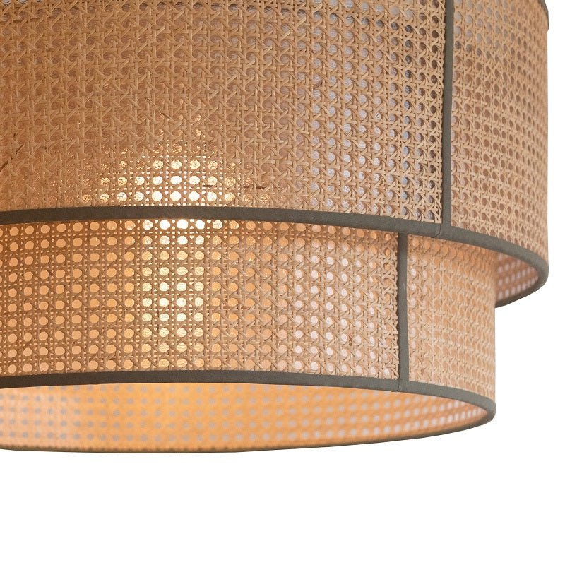Cape Lux Double Drum Rattan Cane Shade Pendant Light 2 | Lighting