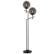 Salem 2 Light Black And Smoke Glass Floor Lamp - Lighting.co.za