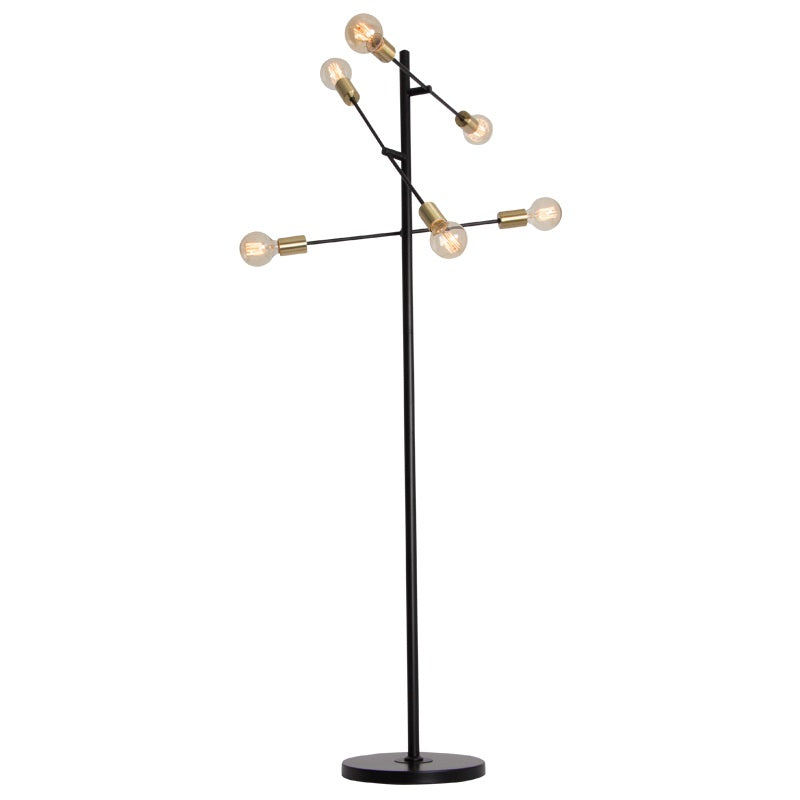 Den Multi Light Black And Brass Floor Lamp - Lighting.co.za