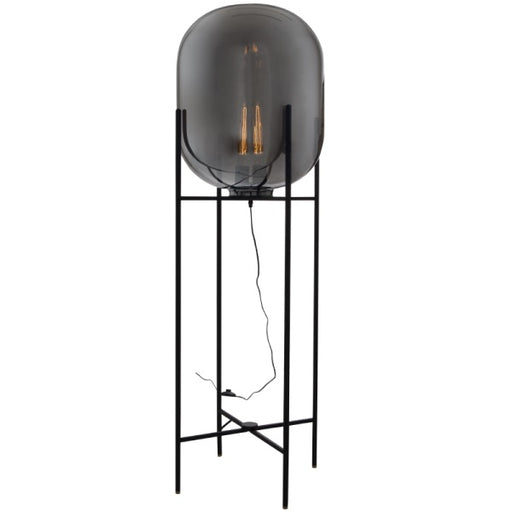 Cleo Black And Smoke Glass Floor Lamp - Lighting.co.za