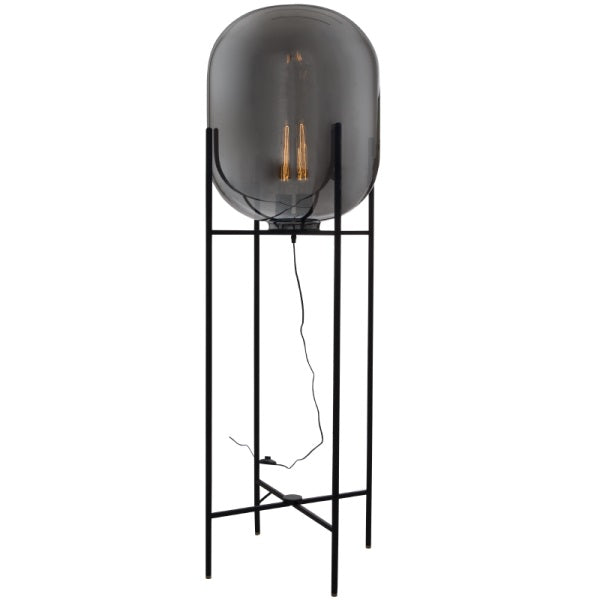 Cleo Black And Smoke Glass Floor Lamp - Lighting.co.za
