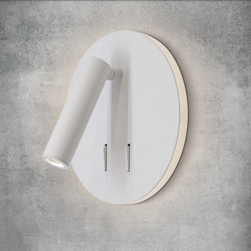 Spin Round Black or White LED Bedside Reading Wall Light with Back Light - Lighting.co.za