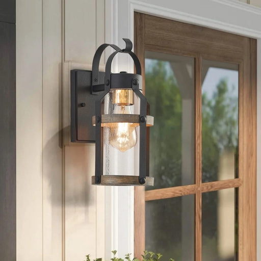 Lance Outdoor Black and Clear Glass Lantern Wall Light - Lighting.co.za