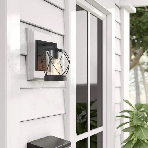 Cheval Outdoor Black and Clear Glass Wall Light - Lighting.co.za