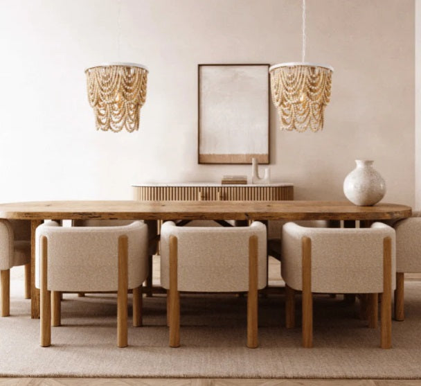 Zanzibar Natural Wooden Bead Chandelier - Lighting.co.za