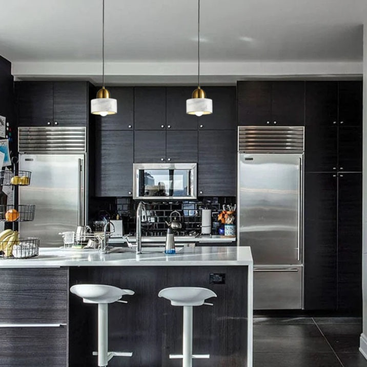 Retro X Marble and Brass Look Pendant Light - Lighting.co.za