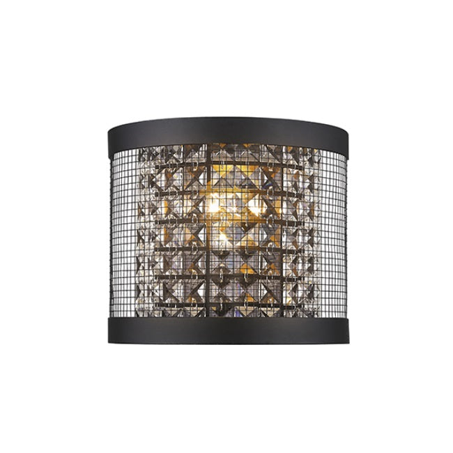 Aron Crystal and Black Mesh Shade Wall Light - Lighting.co.za