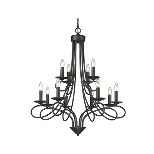 Cohen Classic Light Plain Black Chandelier Various Sizes - Lighting.co.za
