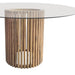 Senyati Natural Slatted Wood and Glass Dining Table - Lighting.co.za