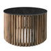 Sinyati Round Natural Pin Oak Slatted Coffee Table with Stone Top - Lighting.co.za