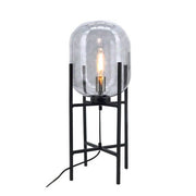 Cleo Pedestal Black And Smoke Glass Table Lamp - Lamps - Lighting.co.za