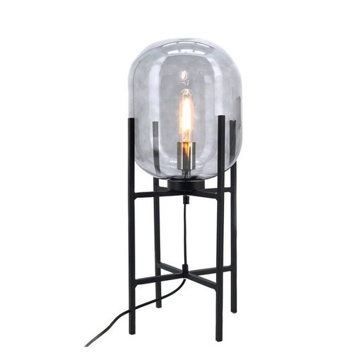 Pedestal Black And Smoke Glass Table Lamp - Lighting.co.za