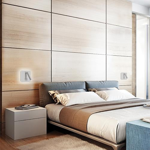 Spin Square Black or White LED Bedside Reading Wall Light with Back Light - Lighting.co.za