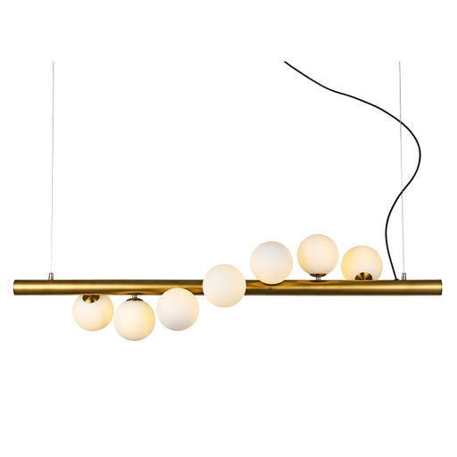 Spiral Black | Gold and Glass 7 Light Horizontal Pendant Light - Lighting.co.za