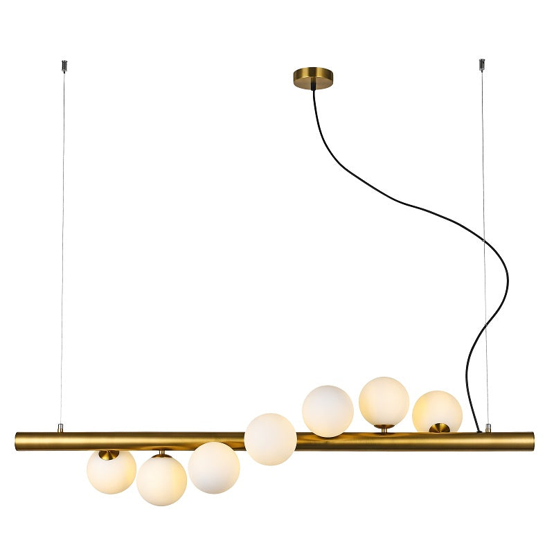 Spiral Black | Gold and Glass 7 Light Horizontal Pendant Light - Lighting.co.za