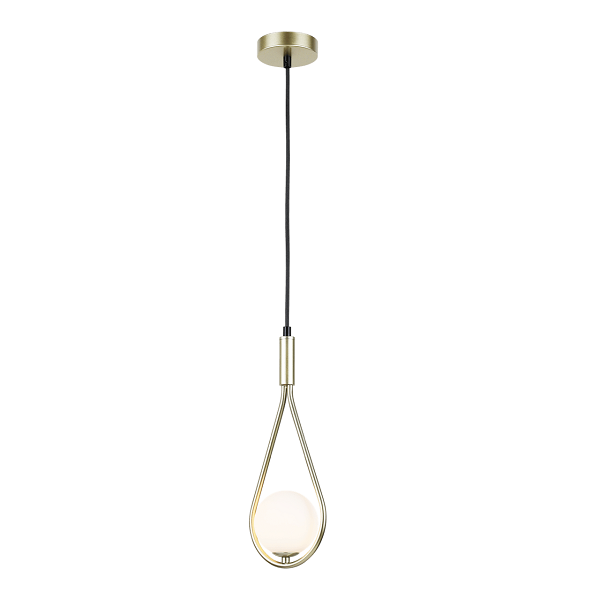 Teardrop Satin Gold And White Glass Pendant Light - Lighting.co.za