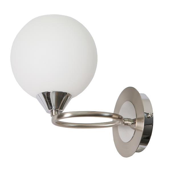 Flower Satin Chrome Round White Glass Wall Light - Lighting.co.za