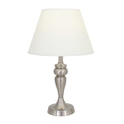 Nadine Satin Chrome and White Shade Table Lamp - Lighting.co.za