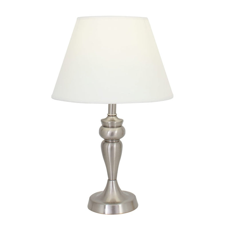 Nadine Satin Chrome and White Shade Table Lamp - Lighting.co.za