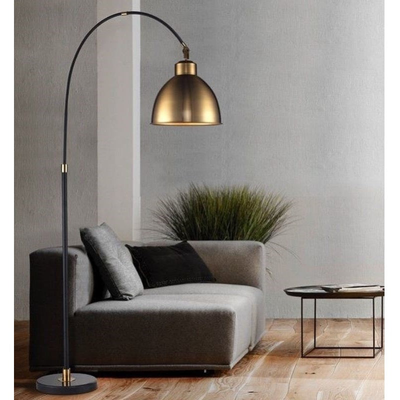 Tevali Brass Look and Black Acro Dome Floor Lamp - Lighting.co.za