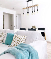 Townshend 6 Light Black And Wood Pendant Light - Lighting.co.za