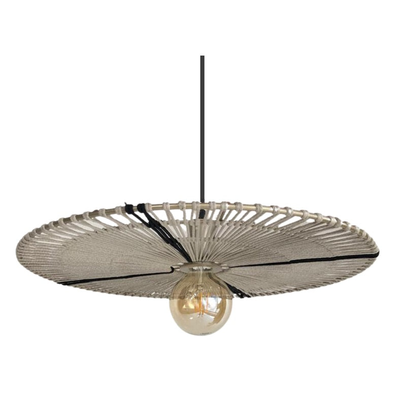 Tribal Disk Natural and Black Woven Rope Pendant Light 2 Options - Lighting.co.za