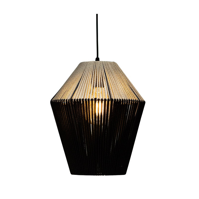 Tribe Black and Natural Woven Rope Kuta Bell Pendant Light - Lighting.co.za