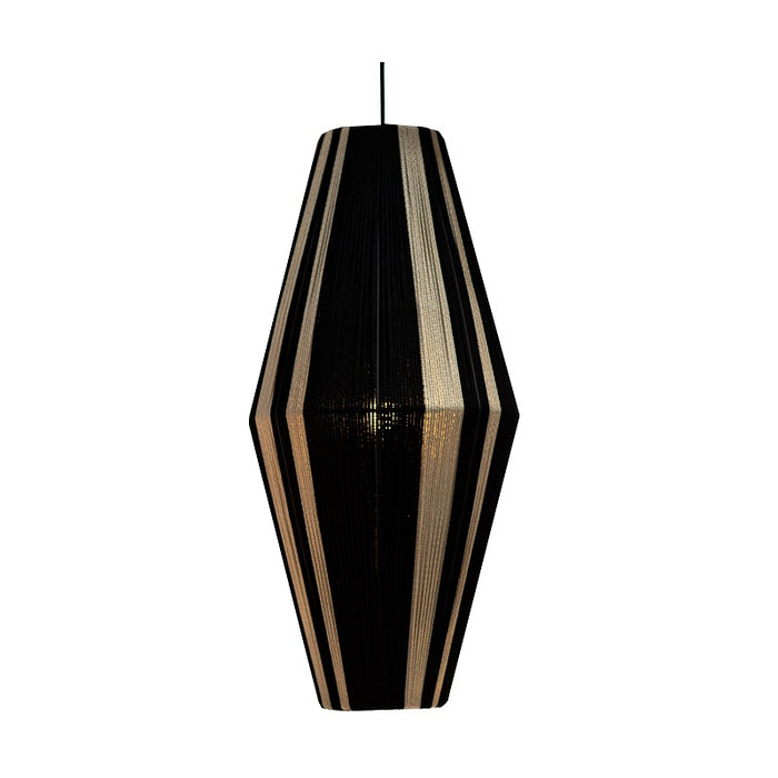 Tribe Black and Natural Woven Rope Philisi Tall Pendant Light - Lighting.co.za