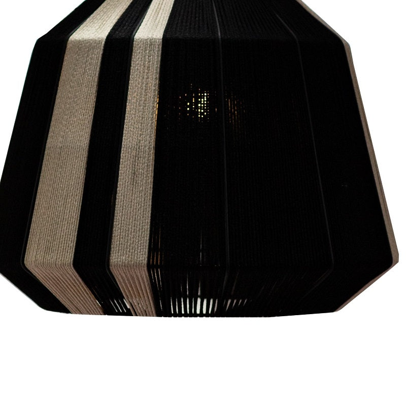 Tribe Black and Natural Woven Rope Short Bell Pendant Light - Lighting.co.za