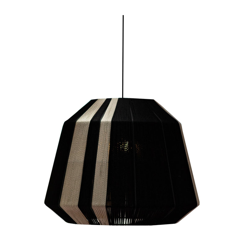 Tribe Black and Natural Woven Rope Short Bell Pendant Light - Lighting.co.za