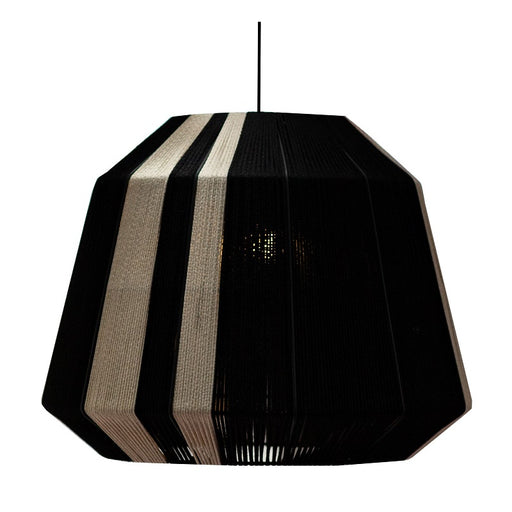 Tribe Black and Natural Woven Rope Short Bell Pendant Light - Lighting.co.za